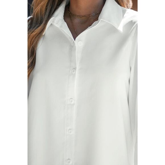 CUPSHE White‎ Collared Puff Sleeve Mini Shirt Dress NWT SIZE LARGE - Picture 5 of 5